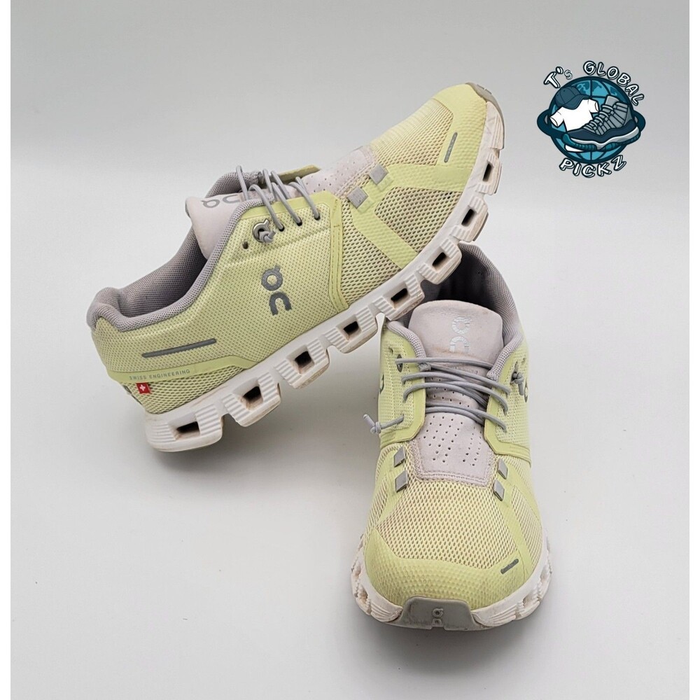 On Cloud 5 Hay Frost Yellow Mesh Running Walking Shoes Womens Size 8 - Picture 3 of 10